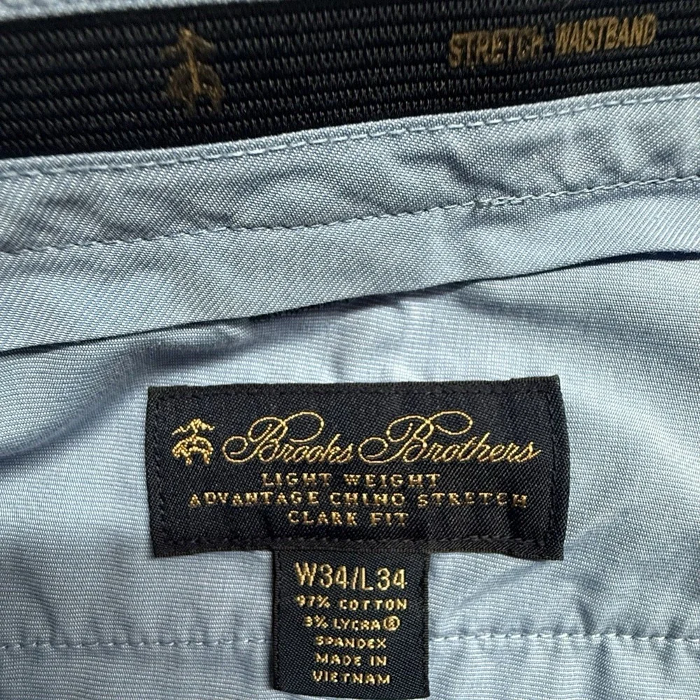Brooks Brothers Advantage Chino Clark Mens 34x34 Grey Flat Front Pants‎